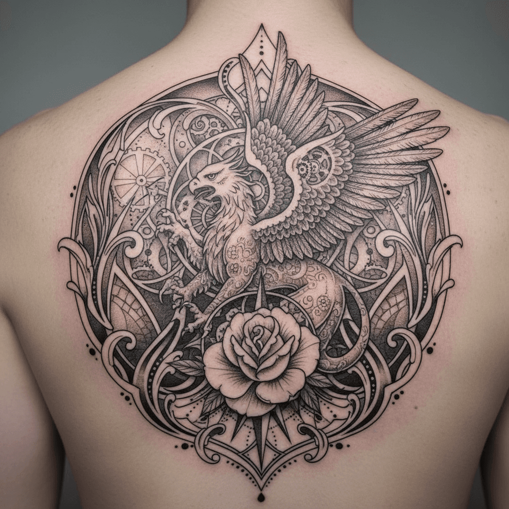 Fine detail black and grey tattoo